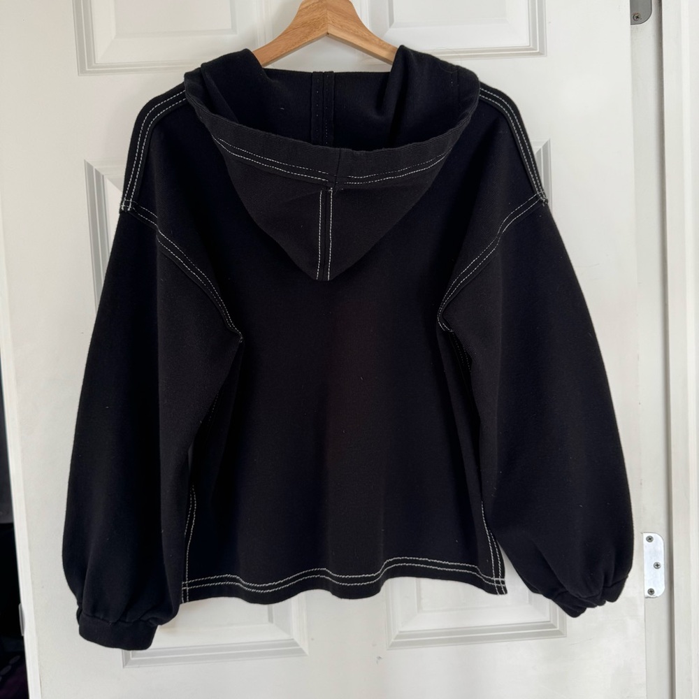 Ba&sh Black Hoodie with White Stitching Jane pullover - Picture 2 of 6